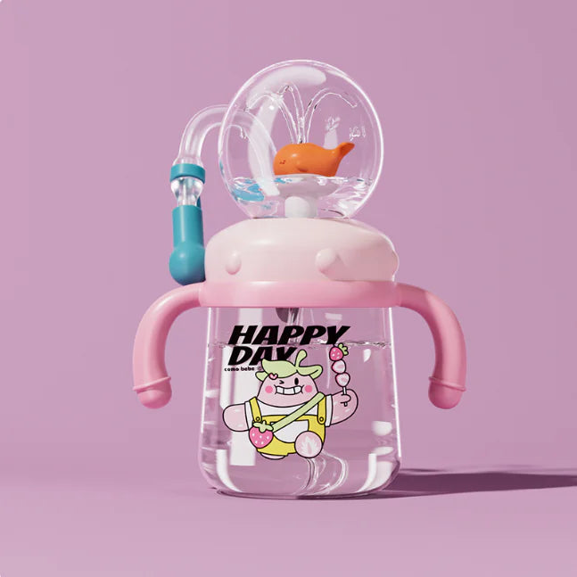Children's Whale Cartoon Diving Fountain Water Bottle - Tritan Leakproof Sippy Cup (Various Sizes & Colors)
